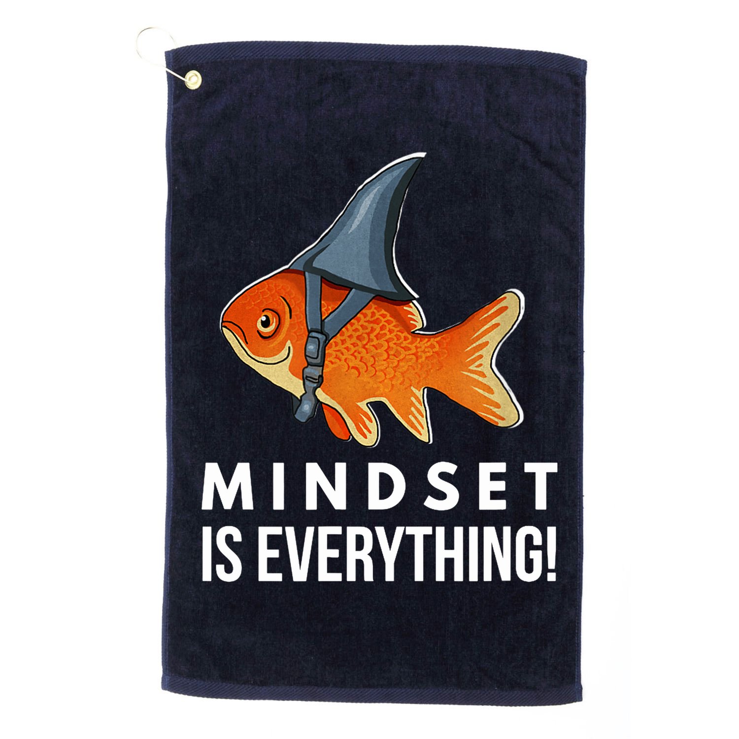 Mindset Motivational Quote Cute Goldfish Shark Fish Golf Towel