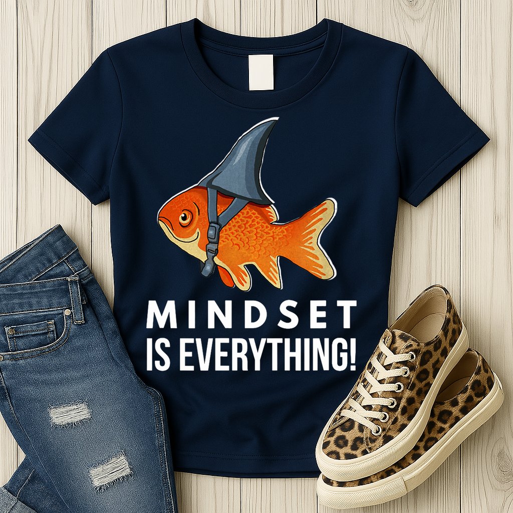 Mindset Motivational Quote Cute Goldfish Shark Fish Womens T-Shirt