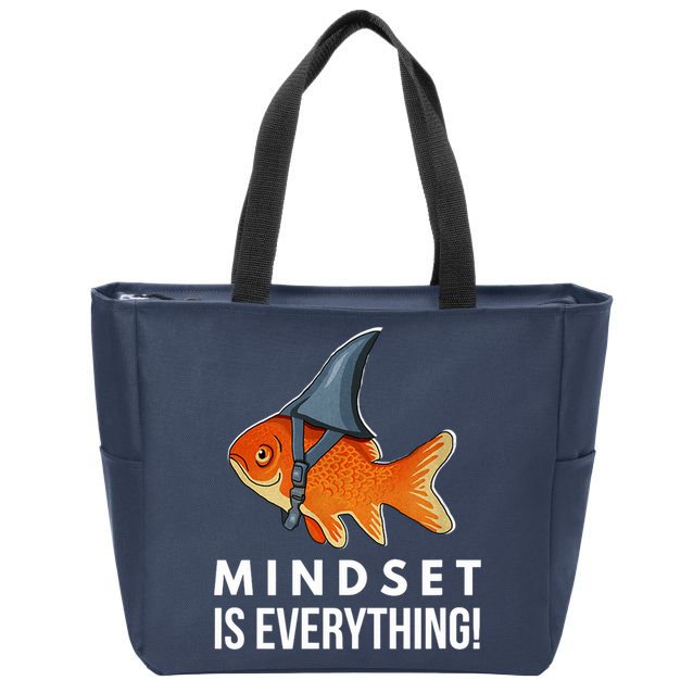 Mindset Motivational Quote Cute Goldfish Shark Fish Zip Tote Bag
