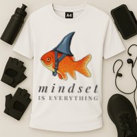 Mindset Motivational Quote Cute Goldfish Shark Cooling Performance Crew T-Shirt