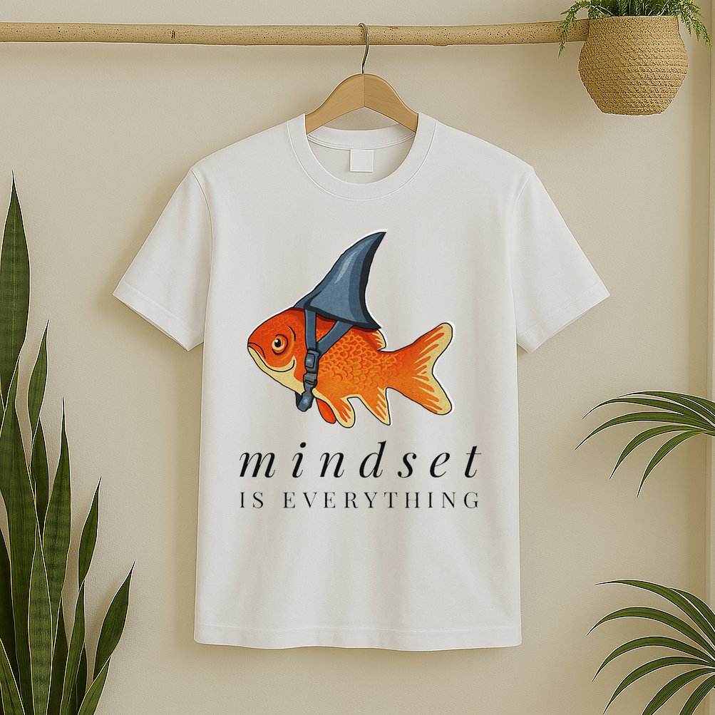 Mindset Motivational Quote Cute Goldfish Shark T-Shirt