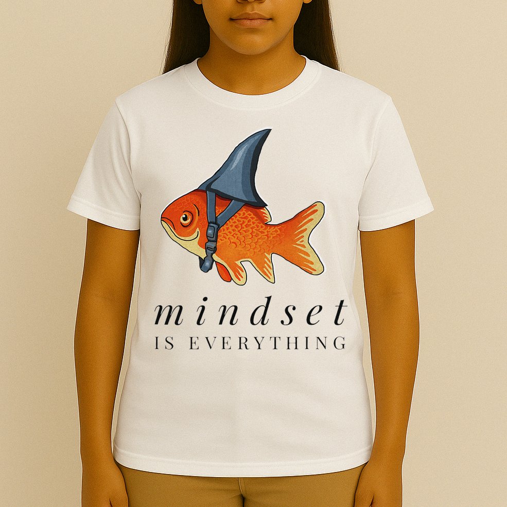 Mindset Motivational Quote Cute Goldfish Shark T-Shirt