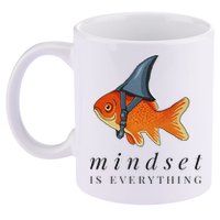 Mindset Motivational Quote Cute Goldfish Shark 11oz C Handle Ceramic Mug