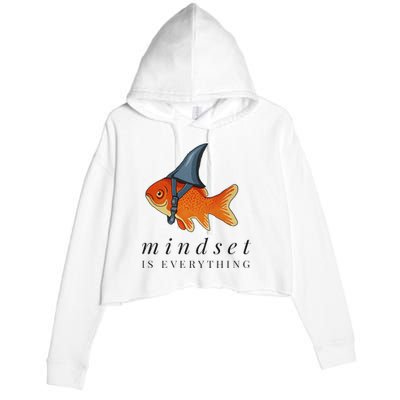 Mindset Motivational Quote Cute Goldfish Shark Crop Fleece Hoodie