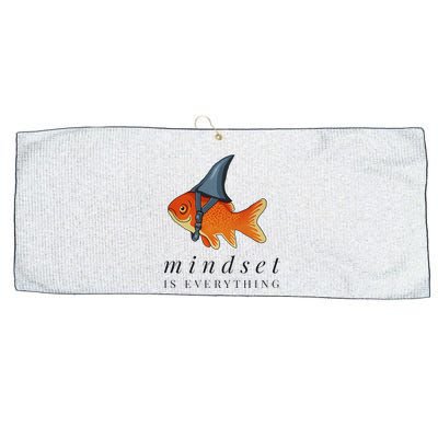 Mindset Motivational Quote Cute Goldfish Shark Large Microfiber Waffle Golf Towel