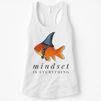 Mindset Motivational Quote Cute Goldfish Shark Womens Tank Top