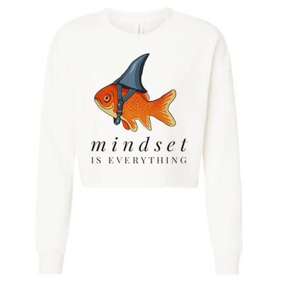 Mindset Motivational Quote Cute Goldfish Shark Cropped Pullover Crew