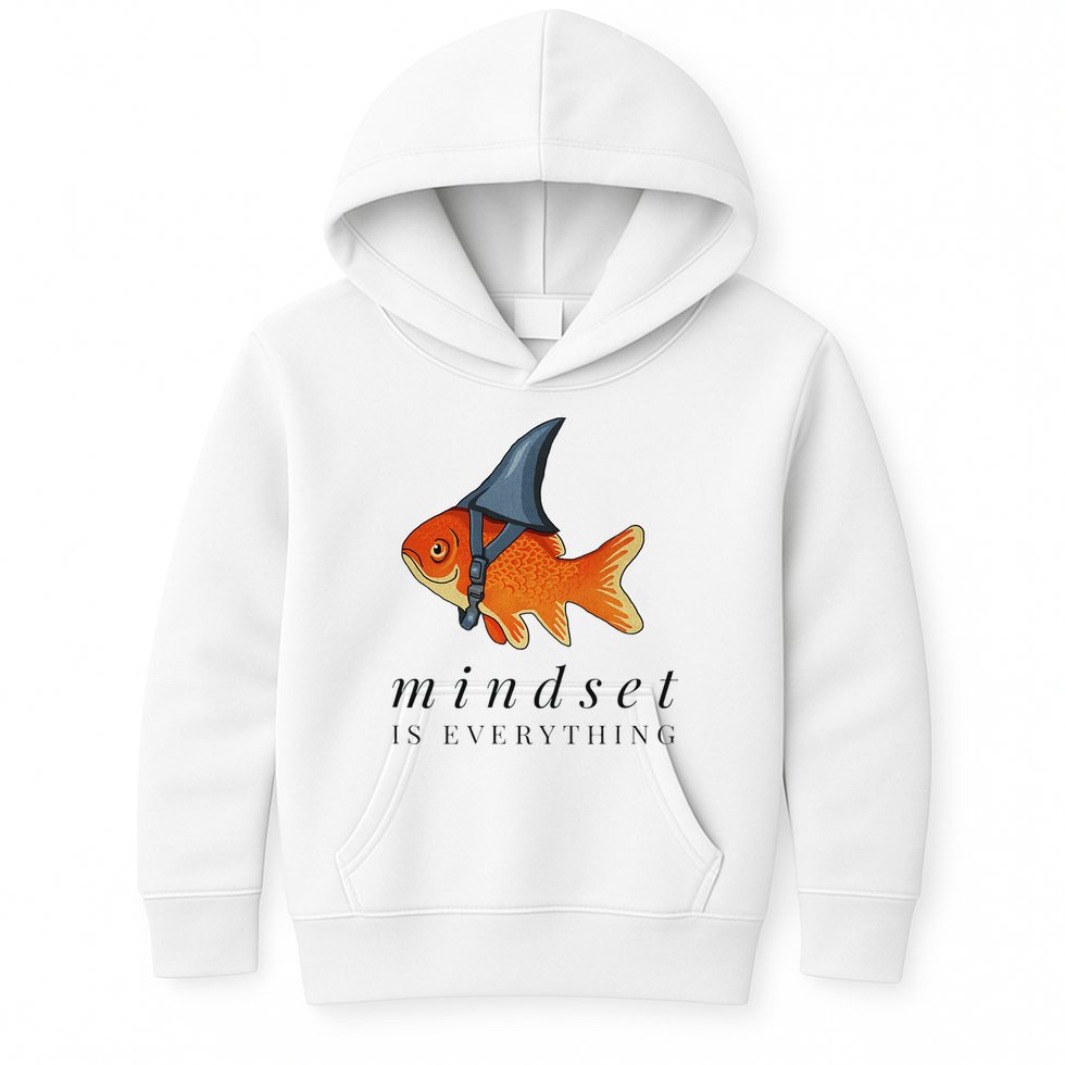 Mindset Motivational Quote Cute Goldfish Shark Kids Hoodie