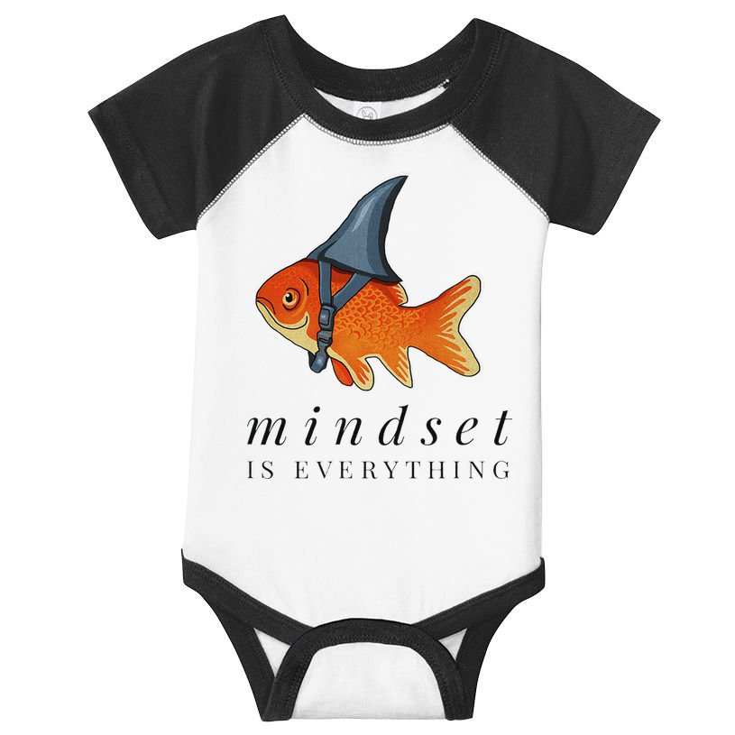 Mindset Motivational Quote Cute Goldfish Shark Infant Baby Jersey Bodysuit