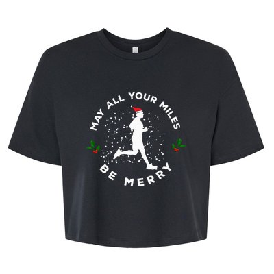 Merry Miles Running Christmas Gift For Runners Bella+Canvas Jersey Crop Tee