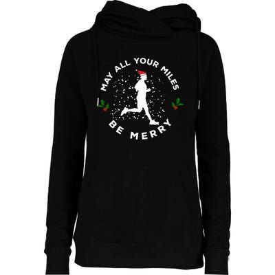 Merry Miles Running Christmas Gift For Runners Womens Funnel Neck Pullover Hood