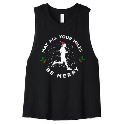 Merry Miles Running Christmas Gift For Runners Women's Racerback Cropped Tank