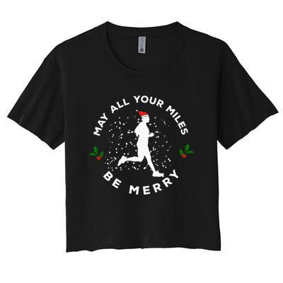 Merry Miles Running Christmas Gift For Runners Women's Crop Top Tee