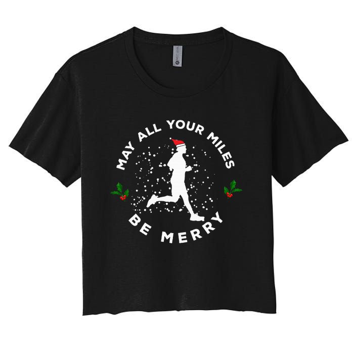 Merry Miles Running Christmas Gift For Runners Women's Crop Top Tee