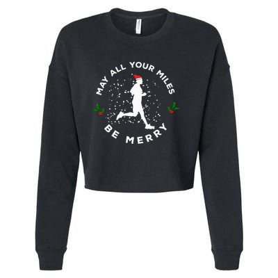 Merry Miles Running Christmas Gift For Runners Cropped Pullover Crew