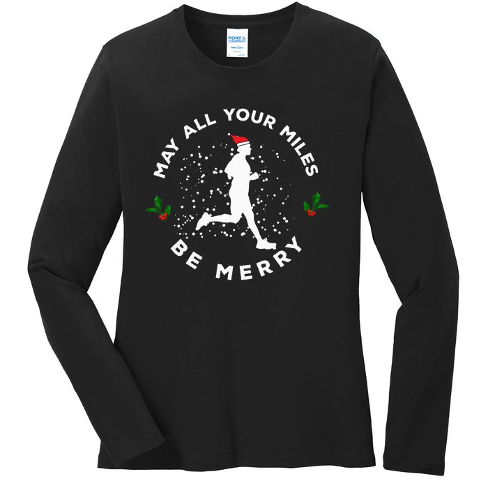 Merry Miles Running Christmas Gift For Runners Ladies Long Sleeve Shirt