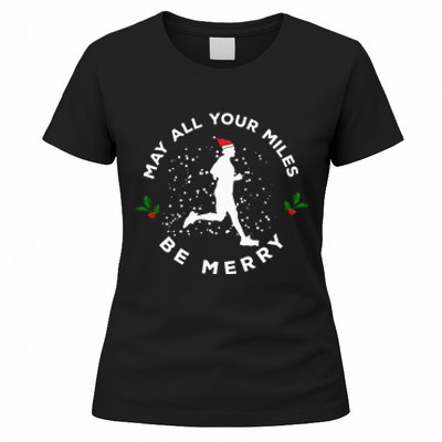 Merry Miles Running Christmas Gift For Runners Women's T-Shirt