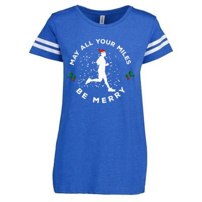 Merry Miles Running Christmas Gift For Runners Enza Ladies Jersey Football T-Shirt