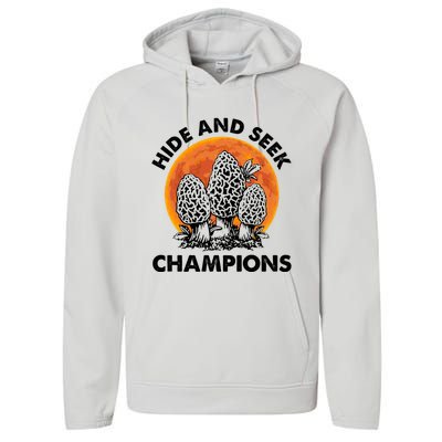 Morels Mushroom Red Moon Hide And Seek Champion Gift Performance Fleece Hoodie