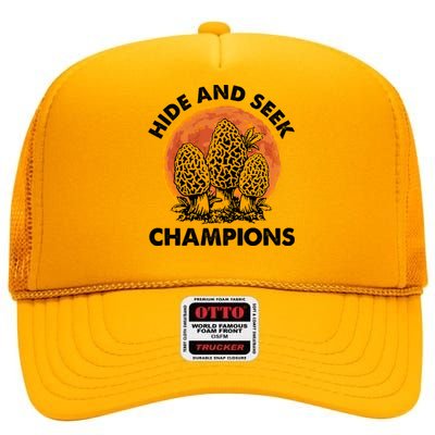 Morels Mushroom Red Moon Hide And Seek Champion Gift High Crown Mesh Back Trucker Hat