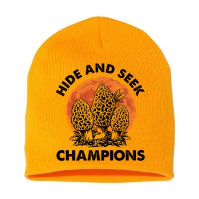 Morels Mushroom Red Moon Hide And Seek Champion Gift Short Acrylic Beanie