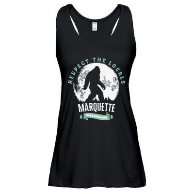 Marquette Michigan Respect The Locals Bigfoot Sasquatch Moon Ladies Essential Flowy Tank