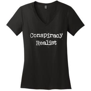 Mindy Mf Robinson Wearing Conspiracy Realist Women's V-Neck T-Shirt