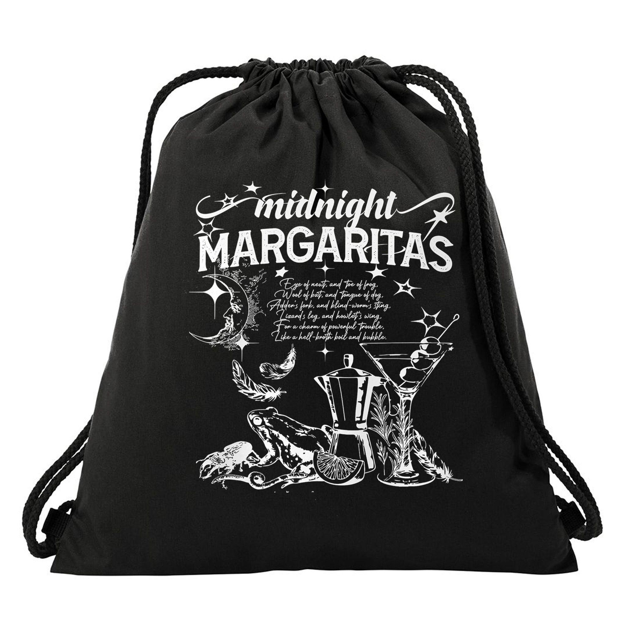 Midnight Margaritas Recipe Halloween Drawstring Bag