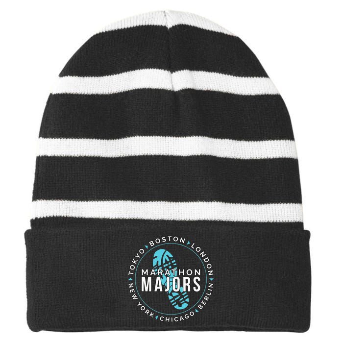 Marathon Majors Runner Finisher 26 Miles Striped Beanie with Solid Band