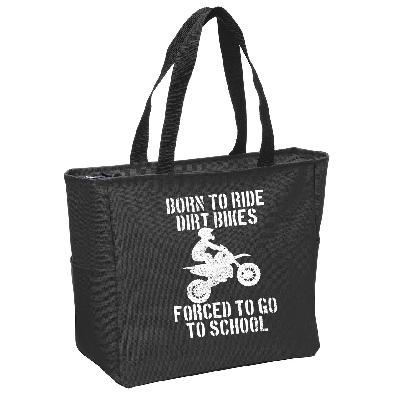 Motocross Motorcycle Ride Dirt Bikes Forced To Go To School Zip Tote Bag