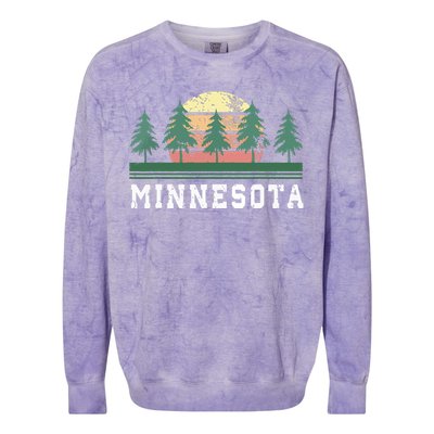 Minnesota Mn Retro Vintage Gift Colorblast Crewneck Sweatshirt