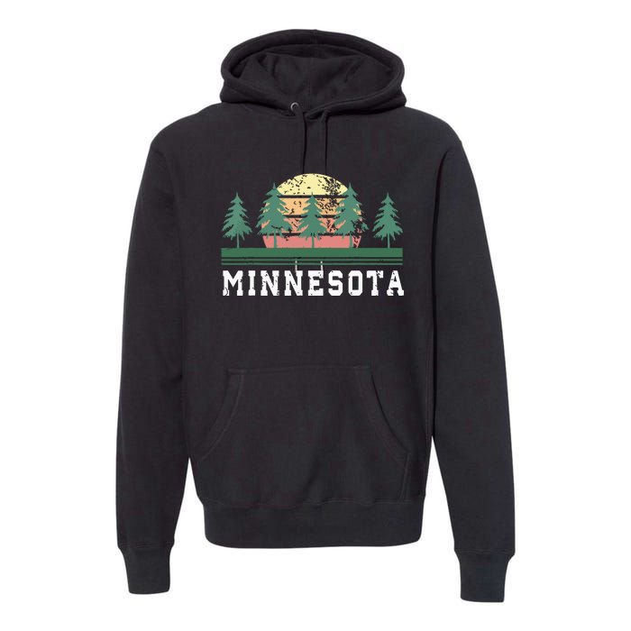 Minnesota Mn Retro Vintage Gift Premium Hoodie