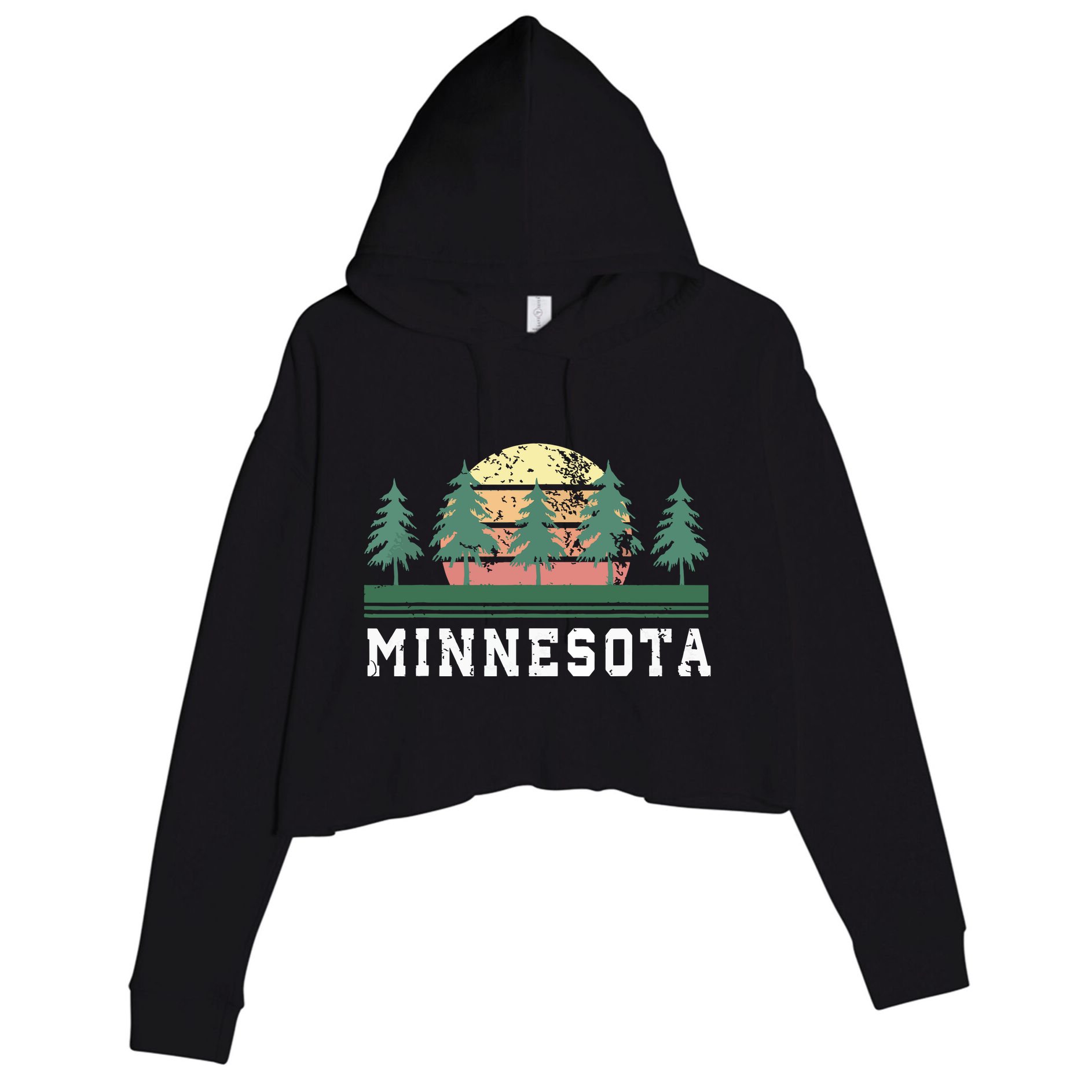 Minnesota Mn Retro Vintage Gift Crop Fleece Hoodie