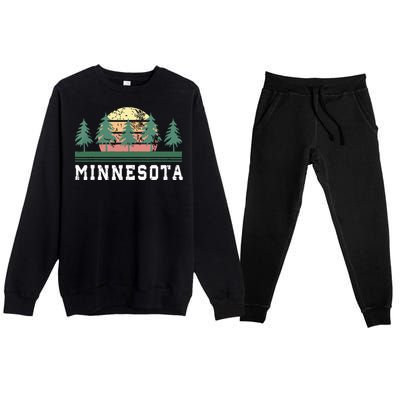 Minnesota Mn Retro Vintage Gift Premium Crewneck Sweatsuit Set