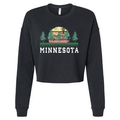 Minnesota Mn Retro Vintage Gift Cropped Pullover Crew