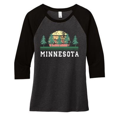 Minnesota Mn Retro Vintage Gift Women's Tri-Blend 3/4-Sleeve Raglan Shirt