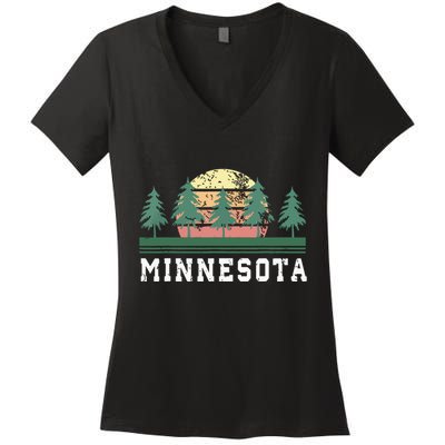 Minnesota Mn Retro Vintage Gift Women's V-Neck T-Shirt