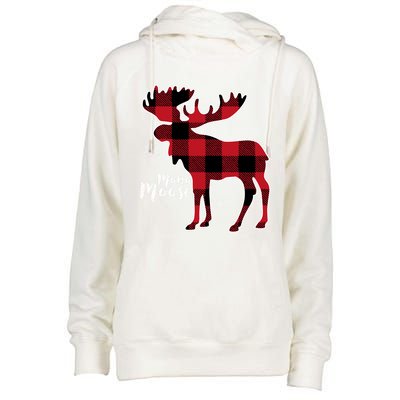 Mama Moose | Red Plaid Buffalo Matching Family Womens Funnel Neck Pullover Hood