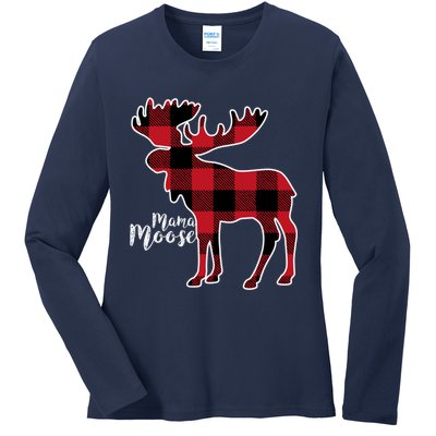 Mama Moose | Red Plaid Buffalo Matching Family Ladies Long Sleeve Shirt