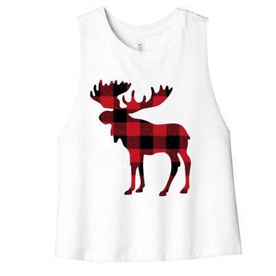 Mama Moose | Red Plaid Buffalo Matching Family Women's Racerback Cropped Tank