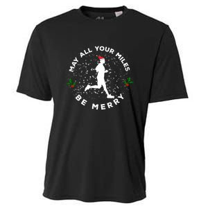 Merry Miles Running Christmas Gift For Runners Cooling Performance Crew T-Shirt