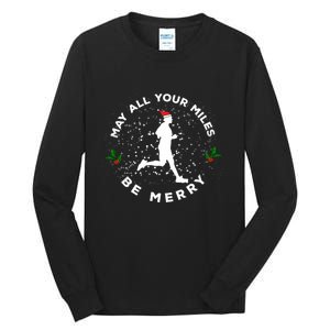 Merry Miles Running Christmas Gift For Runners Tall Long Sleeve T-Shirt