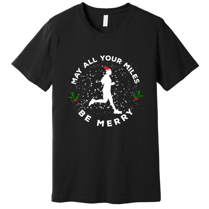 Merry Miles Running Christmas Gift For Runners Premium T-Shirt