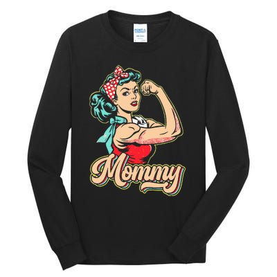 Mommy Muscle Retro Weightlifting And Bodybuilding Gym Mom Tall Long Sleeve T-Shirt