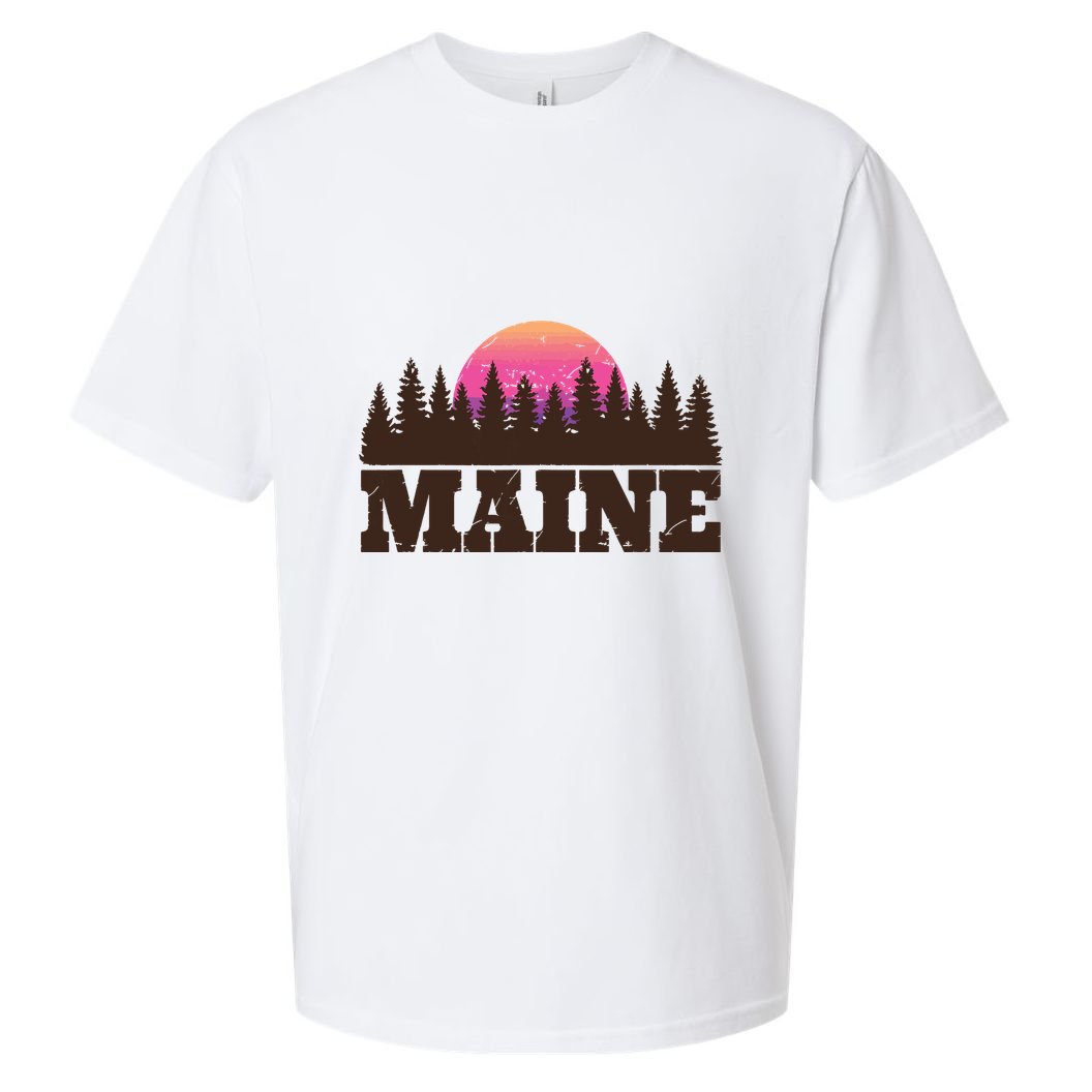 Maine Mn Retro Vintage Gift Women Sueded Cloud Jersey T-Shirt