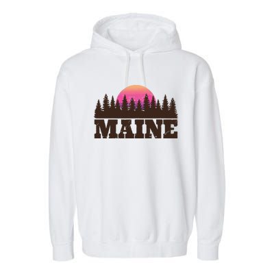 Maine Mn Retro Vintage Gift Women Garment-Dyed Fleece Hoodie