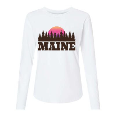 Maine Mn Retro Vintage Gift Women Womens Cotton Relaxed Long Sleeve T-Shirt