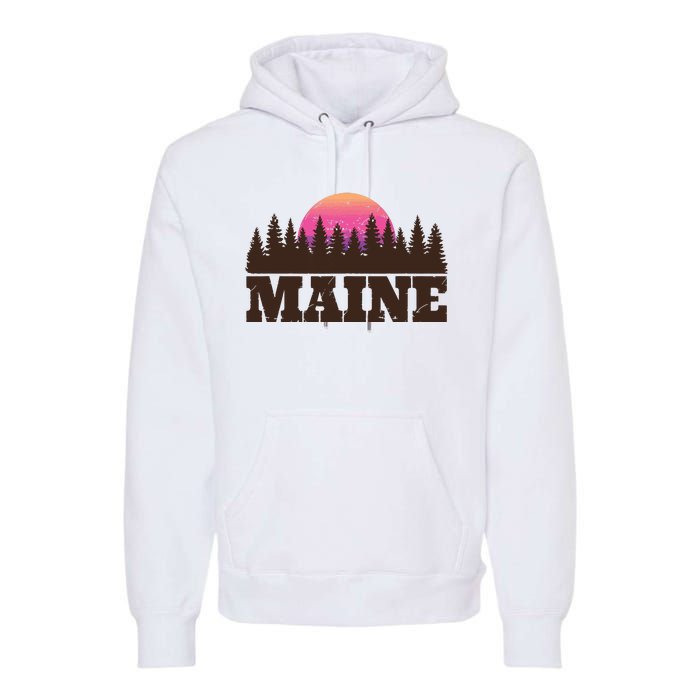 Maine Mn Retro Vintage Gift Women Premium Hoodie