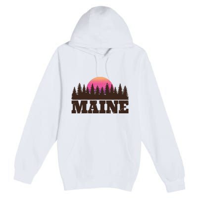 Maine Mn Retro Vintage Gift Women Premium Pullover Hoodie