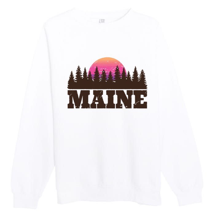 Maine Mn Retro Vintage Gift Women Premium Crewneck Sweatshirt